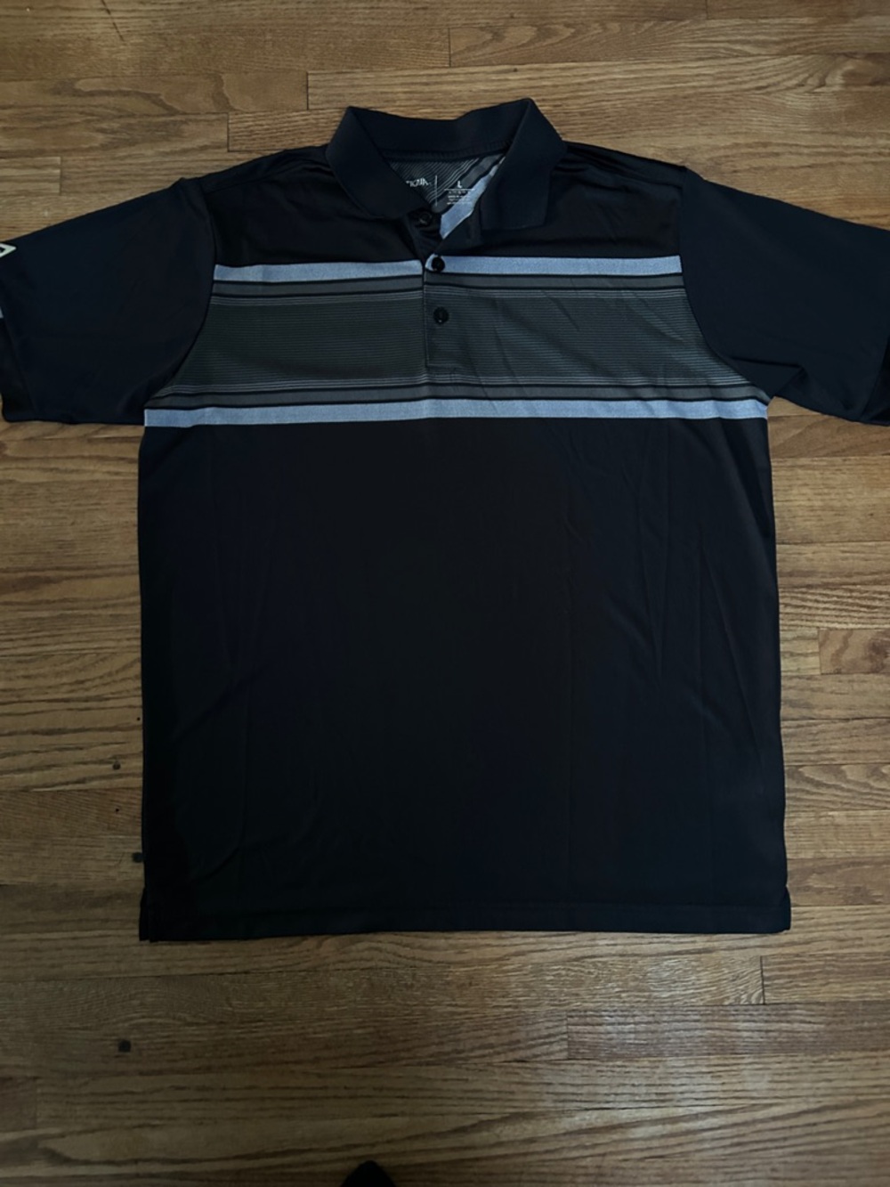 Antigua Midnight Blue Polo with Gray Chest Stripes
